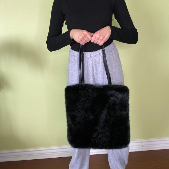 Black Fluffy Tote - Picture 2 of 2